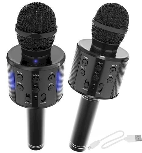 Goodbuy karaokemikrofon sisseehitatud bluetooth kõlariga | 3W | aux | häälmodulaator | USB | Micro SD must