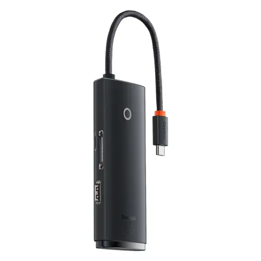 Baseus WKQX050001 6-in-1 USB centrmezgls | USB-C uz 2x USB 3.0, USB-C, HDMI, SD, microSD | melns