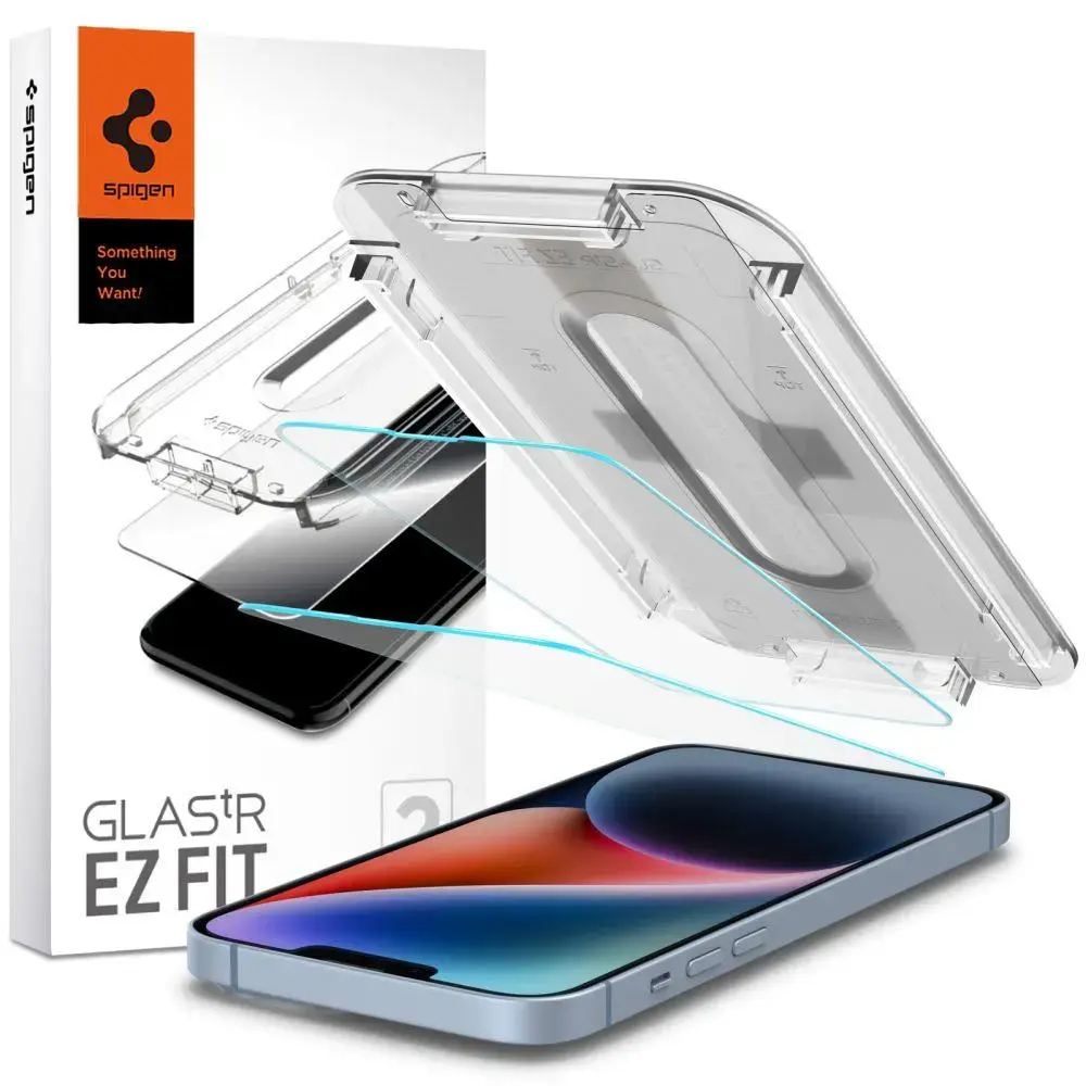 Spigen Glas.tR EZ FIT aizsargstikls telefonam iPhone 13 | iPhone 13 Pro | iPhone 14 ar Spigen Glas.tR EZ FIT aplikatoru 2 gab.