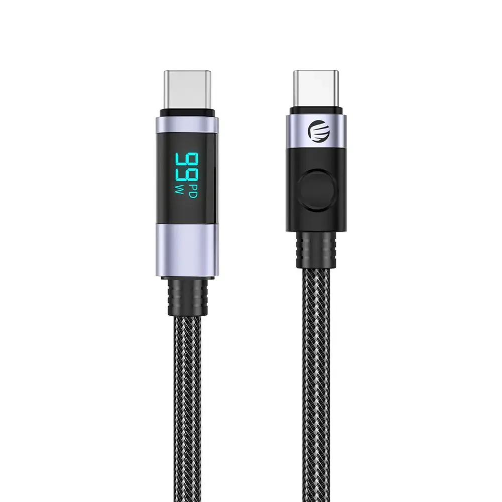 Orico LDC2C datu pārraides un uzlādes vads | USB-C uz USB-C | PD | 100W | ar LED ekrānu | 2m | melns | 2 gab. komplekts