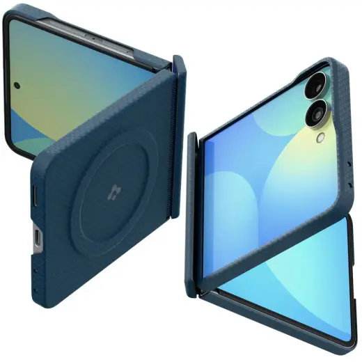 Spigen Airskin Aramid telefono dėklas su MagSafe palaikymu Samsung Galaxy Z Flip 8 (F776) tamsiai mėlynas
