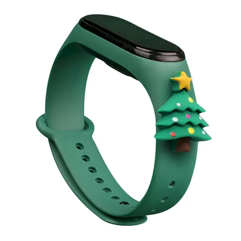 Fusion Accessories Xmas Christmas Tree viedpulksteņa siksniņa priekš Xiaomi Mi Band 3/4 | silikons | zaļa