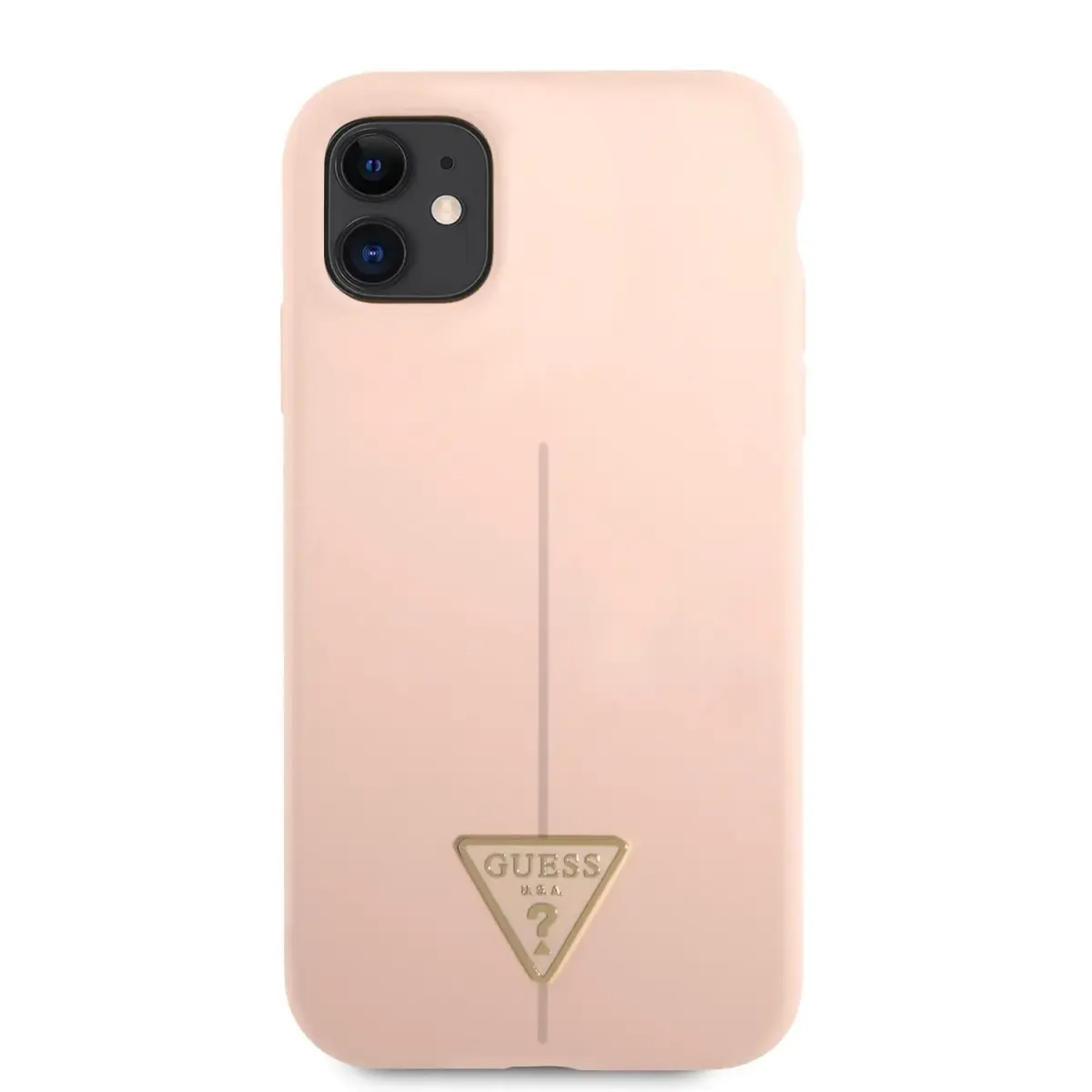 Guess Silicone Line Triangle telefoni ümbris iPhone 11 roosa