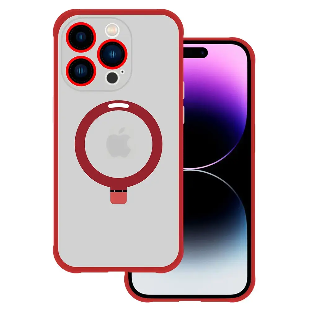 Tel Protect Magical telefono dėklas su stovu ir MagSafe palaikymu iPhone 14 Pro Max raudonas