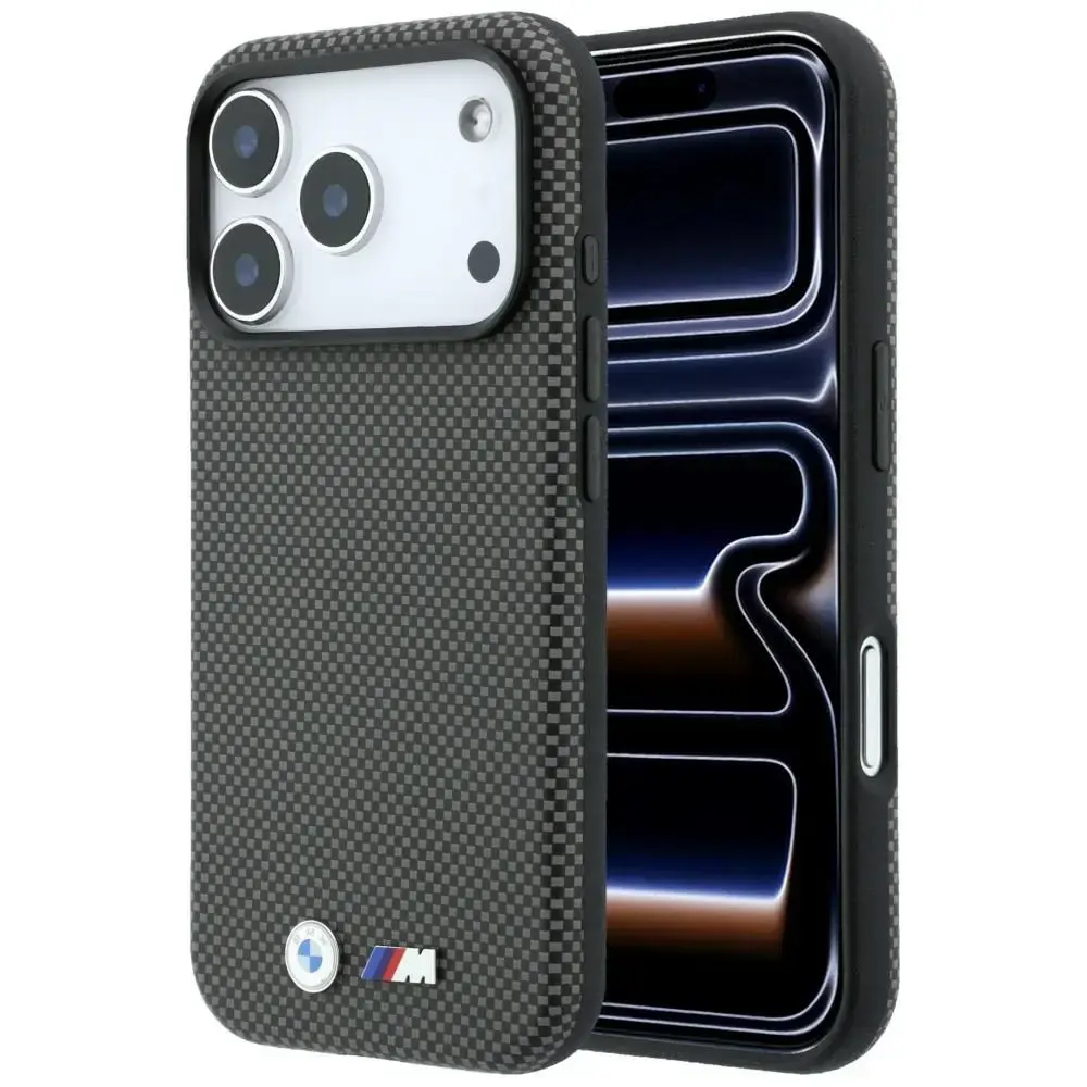 Case BMW M Quadrille Kevlar Metal Logo   MagSafe for iPhone 18 Pro grey
