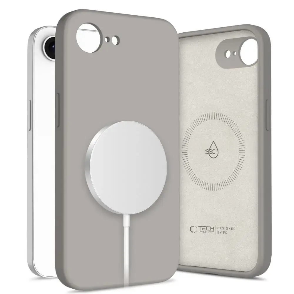 TECH-PROTECT SILICONE phone case with MagSafe support for iPhone 16E | iPhone 17E gray