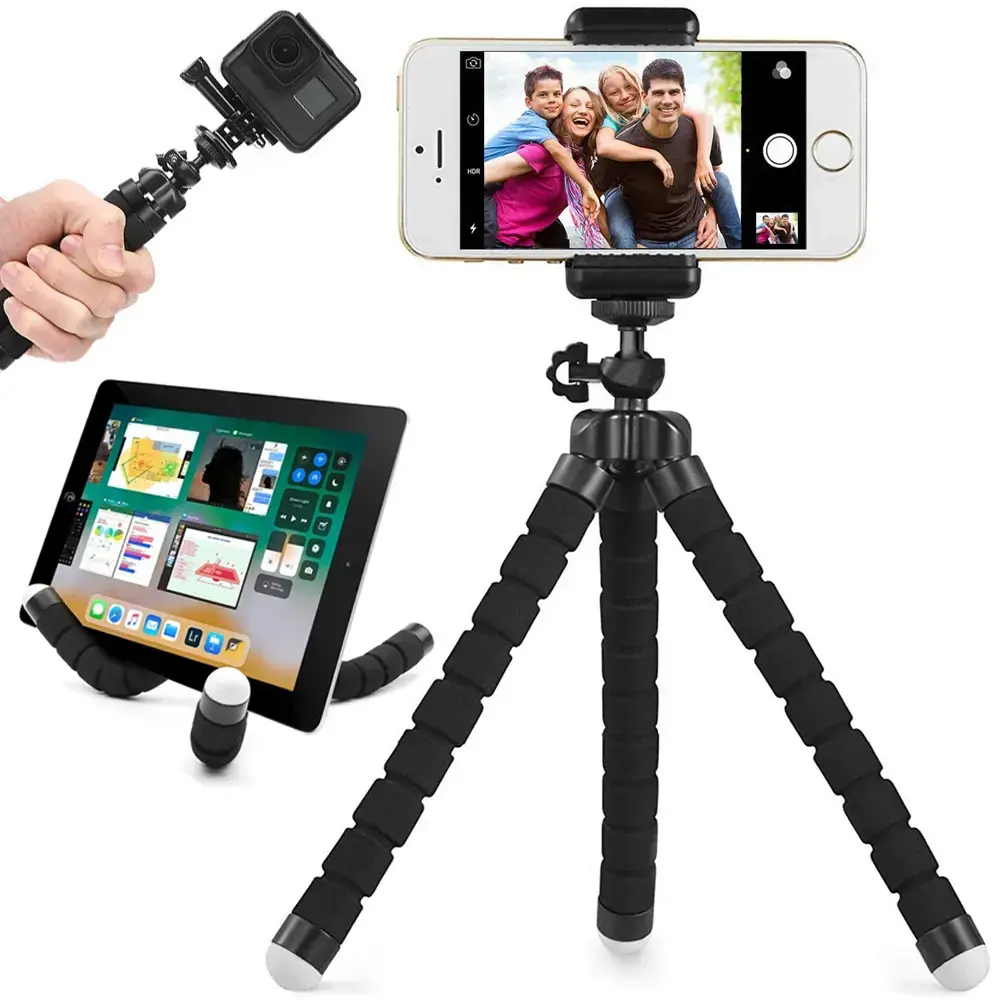 Goodbuy Tripod Elastīgs telefona turētāja statīvs melns