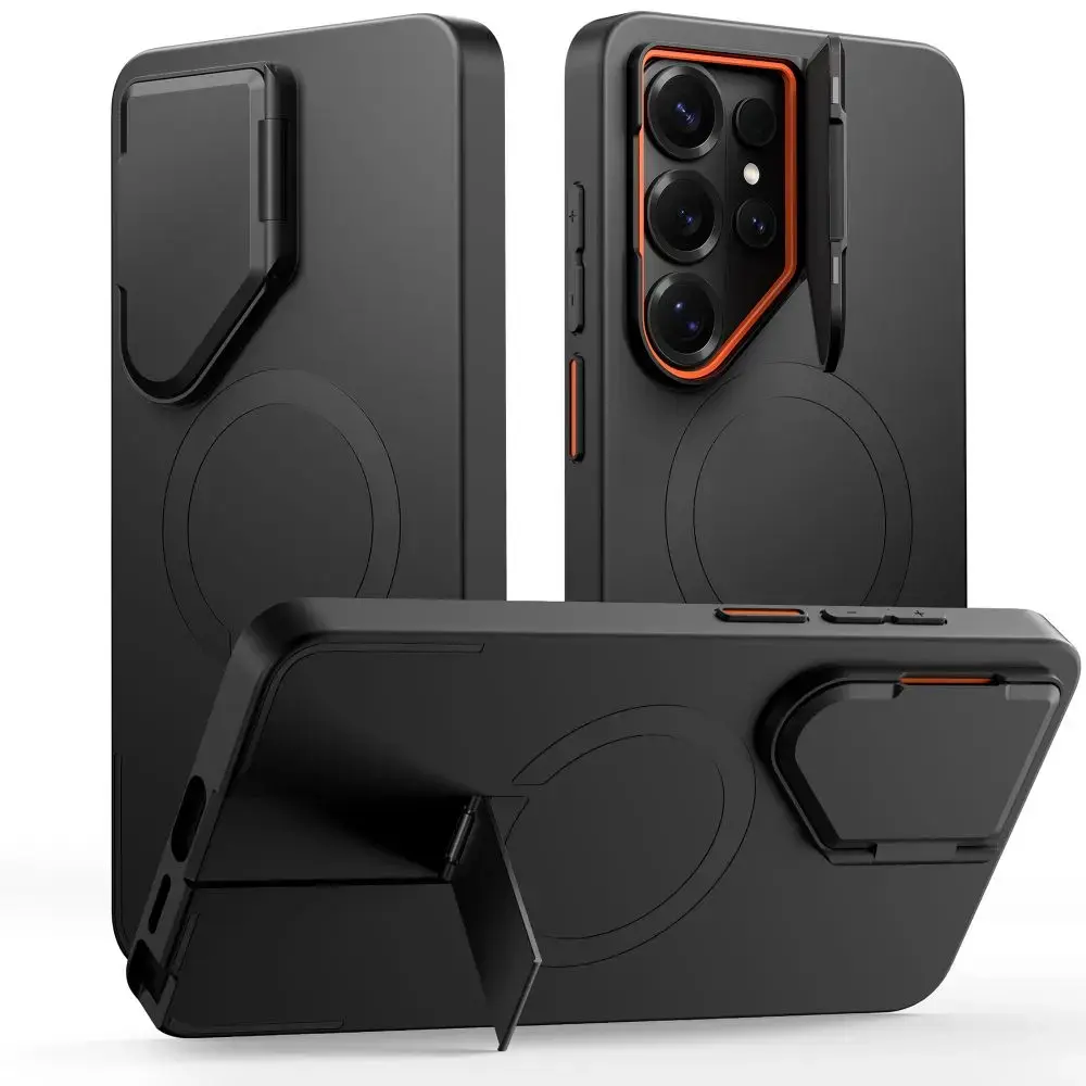 Tech-Protect Kevlar Aura telefono dėklas su MagSafe palaikymu Samsung Galaxy S26 Ultra (S948) juodas oranžinis