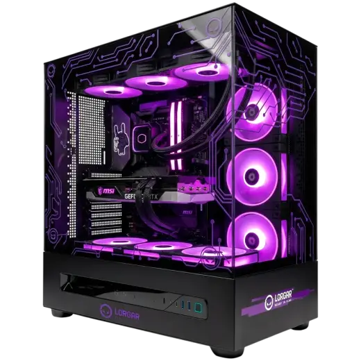 LORGAR PRO P401 - AMD 7800X3D 8C/16T, 360 AIO, NVIDIA RTX 5070Ti 16GB, 32GB@6400mhz, 2TB SSD NVME, 850W PSU, Black, 3Y