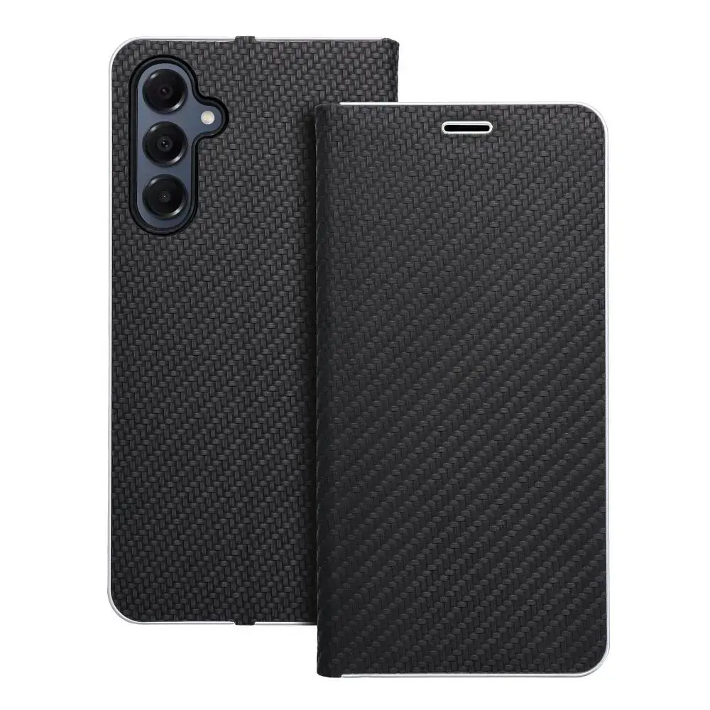 LUNA Book Carbon grāmatveida maciņš telefonam Samsung Galaxy A16 5G (A166) melns