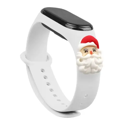 Fusion Accessories Xmas Santa viedpulksteņa siksniņa priekš Xiaomi Mi Band 5/6 | silikons | balta