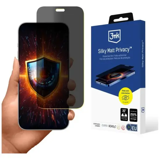 3mk Silky Matt Privacy aizsargplēve telefona ekrānam iPhone 18 Pro Max (privātuma efekts)