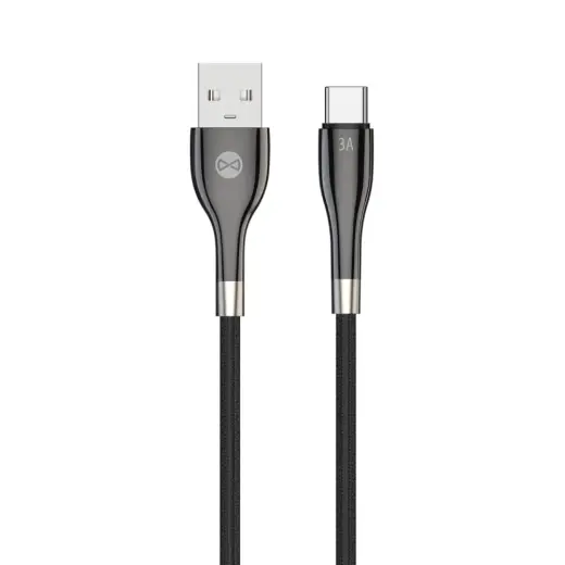 Forever Sleek andmeedastus- ja laadimiskaabel | USB-A kuni USB-C | 15W | 1m | must