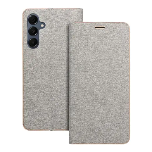 LUNA grāmatveida maciņš telefonam Samsung Galaxy A16 5G (A166) sudraba krāsā