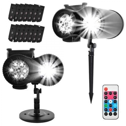 LED-välisprojektor puldiga | 12 slaidi | Dekoratiivne välisprojektor LED-valgusega