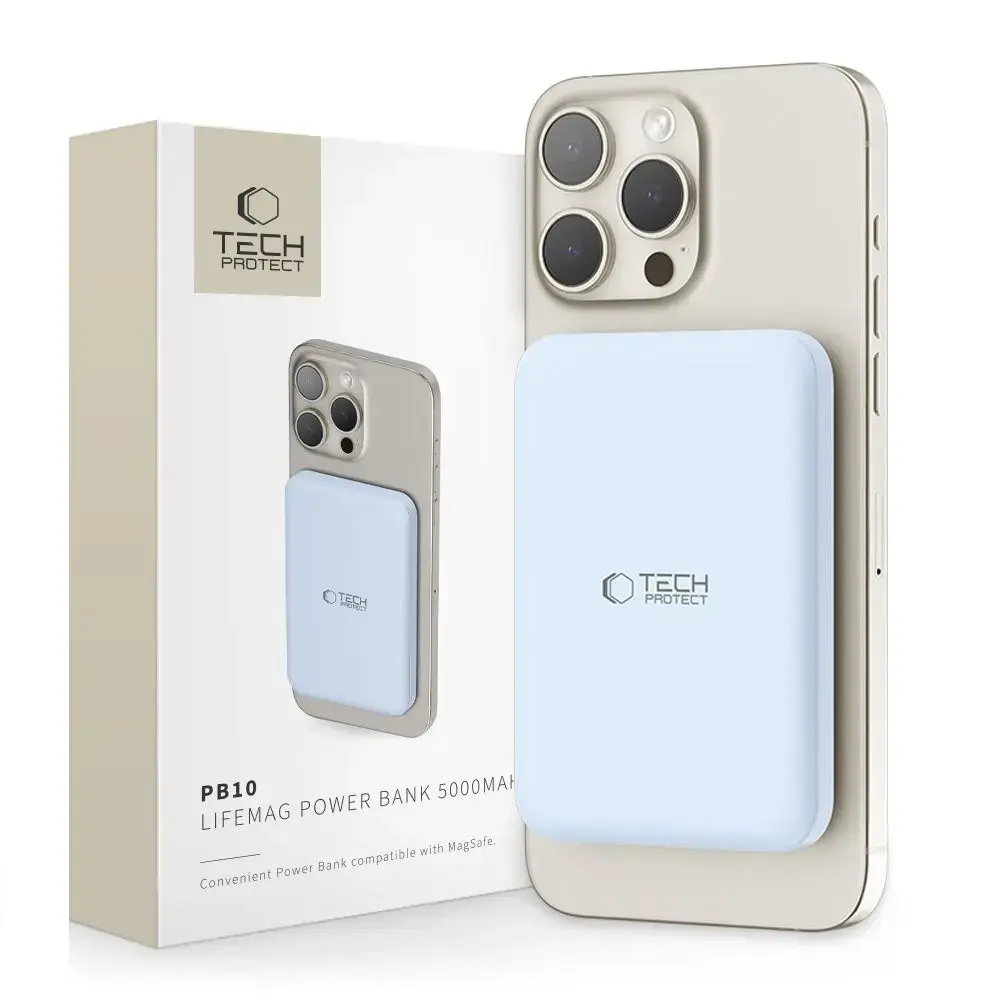 Tech-Protect LifeMag PB10 external battery (powerbank) | 5000 mAh | 18W | USB-C, MagSafe | blue