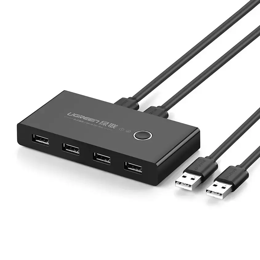 Ugreen US216 KVM-переключатель | USB-A на USB 2.0 | чёрный