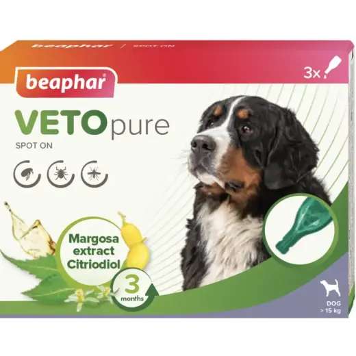 Pilieni pret blusām, ērcēm suņiem - Beaphar Veto Pure Spot ON, L Dog, 3 gab.