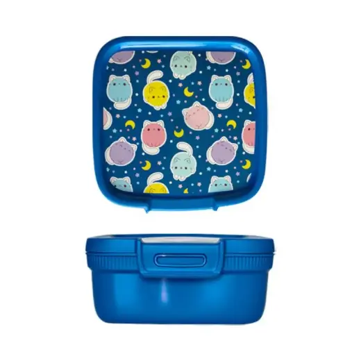 Food storage container square 0.9L Snap Box blue/kawaii